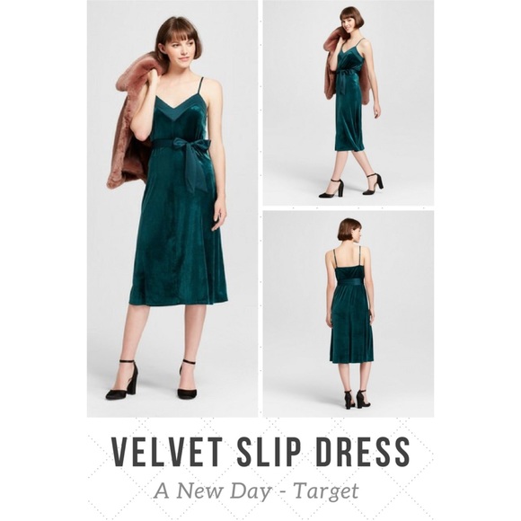 green velvet slip dress